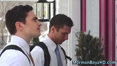 Muscly mormon sprays cum all gay porn video