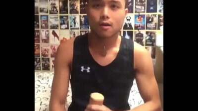 Asian boy jerking with new toy all gay porn video