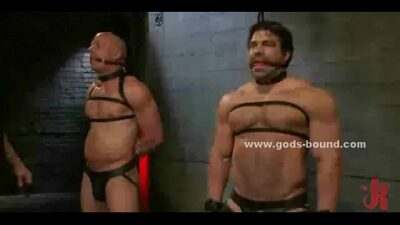 Couple of gay sex toys bound in leather all gay porn video