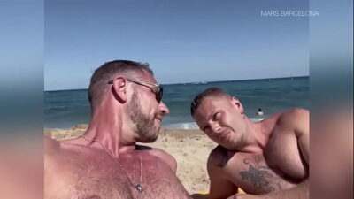 Getting Horny at the beach with Simon and great creampie after all gay porn video