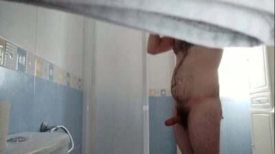 Spy hairy with boner in shower all gay porn video