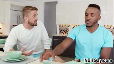 White gay seduces straight black friend from college all gay porn video