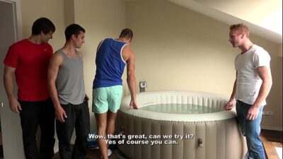 Four guys fuck bareback at WilliamHiggins Wank Party all gay porn video