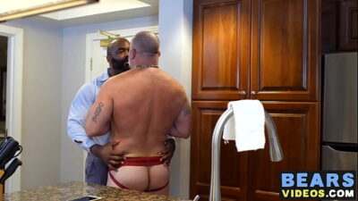 Hung black bear puts his fat dick up a white chubby cub all gay porn video
