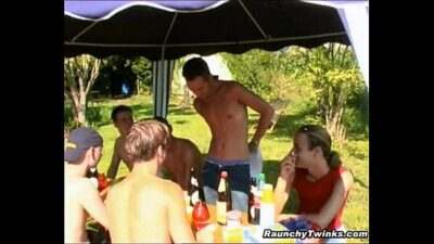 Pretty Gay Twinks Group Garden Fucking all gay porn video