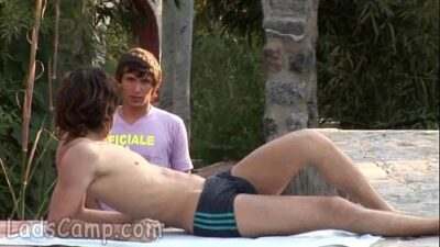 Sunbathing by the lake twink fucked by a passer-by all gay porn video