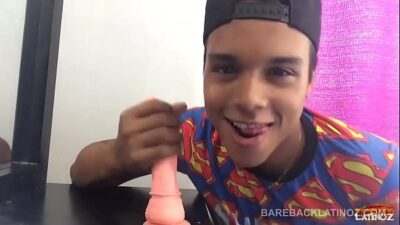Twink Latino Jason Stroking With Dildo all gay porn video