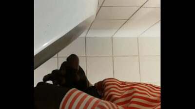 Black gay guy at public urinal stroking cock all gay porn video
