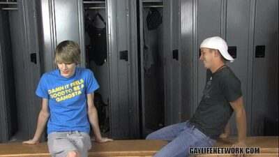Classmates doing IT in the locker room all gay porn video