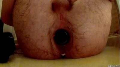 Deep dildo fucking and gaping my asshole in the shower all gay porn video