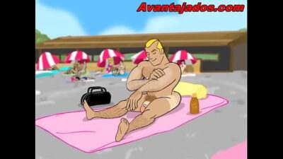Desenho na Praia fazendo um Sexo Gay all gay porn video