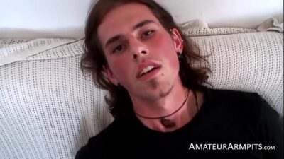 Deviant dude jerks off his small hairy fire hose solo all gay porn video