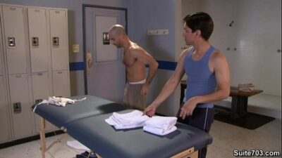 Gay jocks Adam and Alex slurp their dicks in locker room only on Suite703 all gay porn video