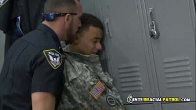 Phony soldier is taken to locker room by horny gay officers all gay porn video