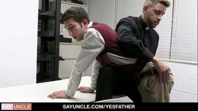 Priest calls the boy into his office to help him find forgiveness through corporal punishment all gay porn video