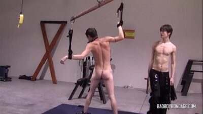 BadBoyBondage – Twink sub flogged by young Dom before huge dildo ass play all gay porn video