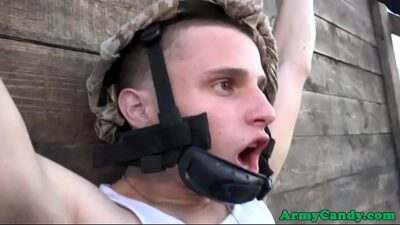 Black soldier spitroasted outdoors all gay porn video