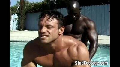 Interracial poolside gay anal fucking all gay porn video