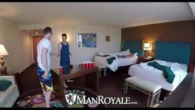 ManRoyale Vacation hotel threesome before night out all gay porn video