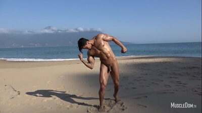 Muscle worship on the beach all gay porn video