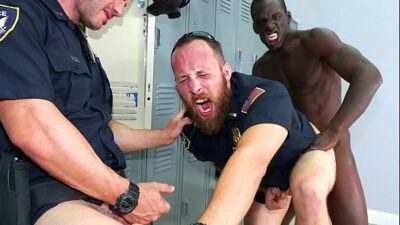 Two horny cops fucked by a black thug all gay porn video