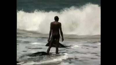 White guy at the beach with hairy dick jerks off his big uncircumsized dick all gay porn video