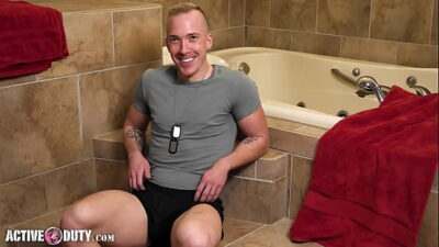 ActiveDuty – Big Dicked Soldier Solo Steamy Shower Scene all gay porn video
