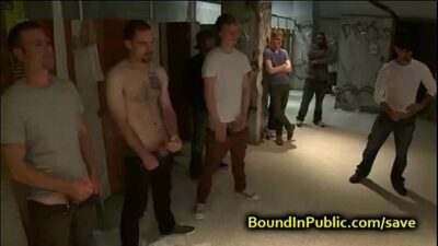 Bound gay anal gangbanged in suspension all gay porn video