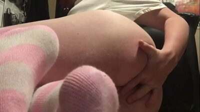 Chubby twink in pink socks fingers himself all gay porn video