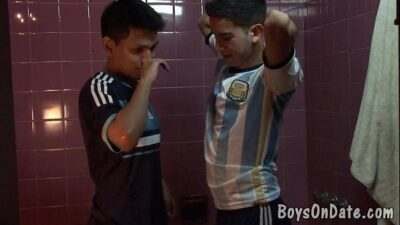 Cycling boyfriends get dirty in a shower all gay porn video