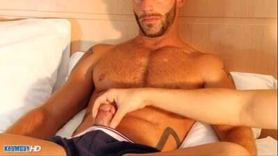 French hunk serviced: Aymerik get wanked his huge cock by a guy ! all gay porn video