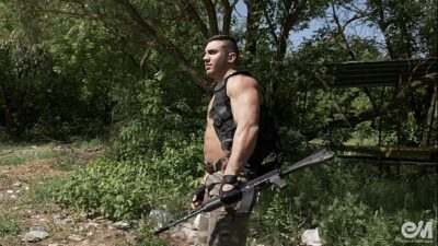 Hot military guy masturbating and cumming after patrol in Ultra HD video all gay porn video