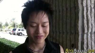 Toying twink face sprayed all gay porn video