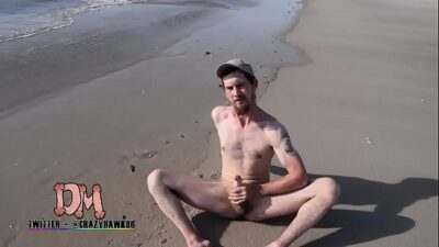Wank and cum on the beach all gay porn video