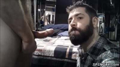 Beraded Dude Swallowing Cum From Hairy Cock all gay porn video