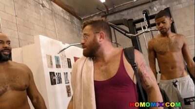 Interracial gay gangbang in the private gym all gay porn video
