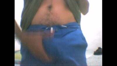 Hairy thin boy showing his extra big cock