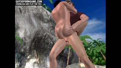 Horny 3D cartoon hunk getting fucked on the beach all gay porn video