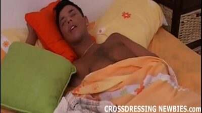 I get so hard looking in the mirror while crossdressing all gay porn video