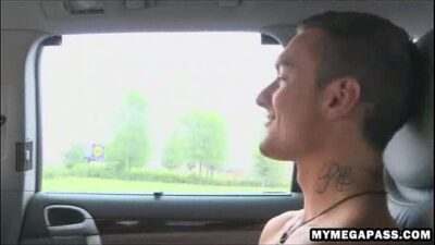 Two horny guys pull over from driving to ass fuck