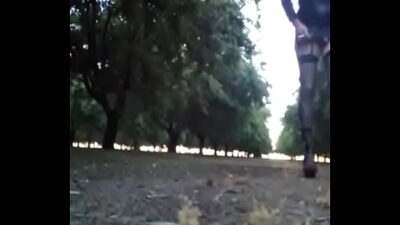 Crossdresser Walking in the almond orchard all gay porn video