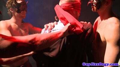 Blindfolded gay hunk presented with cock all gay porn video