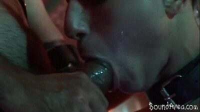 Collared twink-puppy spreads buns for some rimming all gay porn video