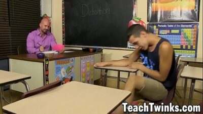 Hunk bangs one of his petite gay students in the classroom all gay porn video