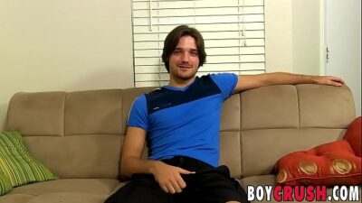 Handsome gay dude has an solo interview and masturbates all gay porn video