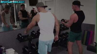 Public gym gay sex between muscled hunks after cocksucking all gay porn video