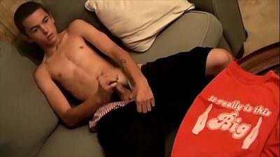 Young gays masturbate and cum on a glass table all gay porn video