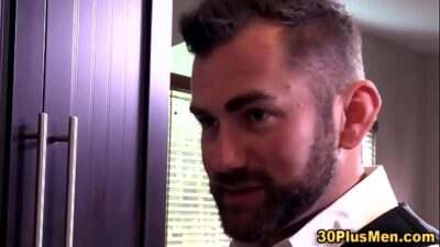 Buff bear gets cumshot all gay porn video