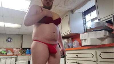 bitchboy crossdresses and eats cum all gay porn video