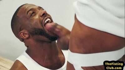 Gay ass hole anal oil fisting with black and white studs all gay porn video